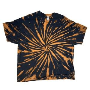 Reverse Tie-Dyed Orange, and Black T Shirt